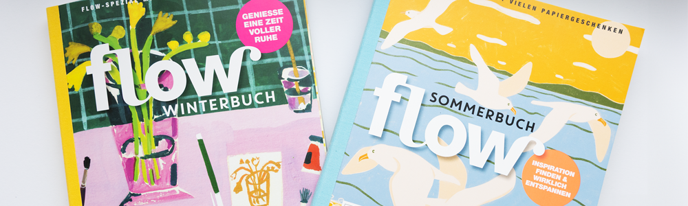 Bunte Cover mit pastellfarbenen Illustrationen, Pflanzen, V&ouml;geln, Wasser, handgezeichneten Formen und wei&szlig;er Schrift.